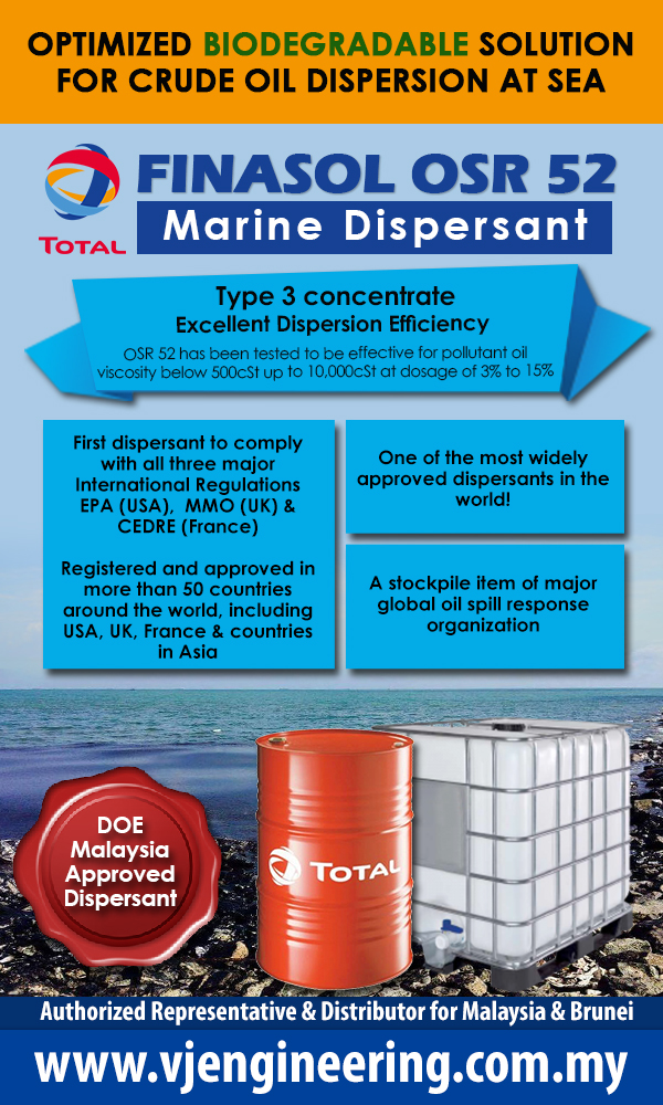 DOE Approved Dispersant Malaysia - Finasol OSR 52 Oil Dispersant Malaysia, Brunei, Biodegradable Dispersant Malaysia Brunei