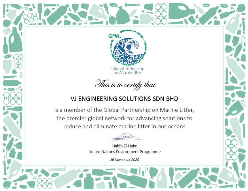 VJ Engineering Solutions Sdn Bhd is a certified member of United Nations Environment Programme - GPML